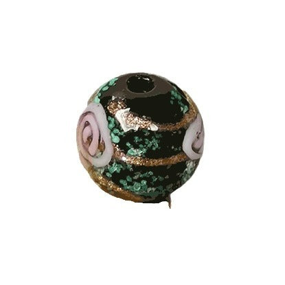 Lampwork Glass Beads Round 8-14mm Glow In The Dark Rose Pattern 1pc 5