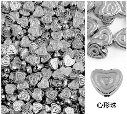 Multi-Circle Heart Acrylic Beads 5x6mm KC Gold CCB Plastic 200pcs 7