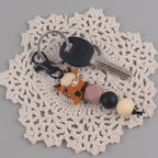 Cartoon Animal Silicone Bead Keychain Elk Yak Goat Design 3
