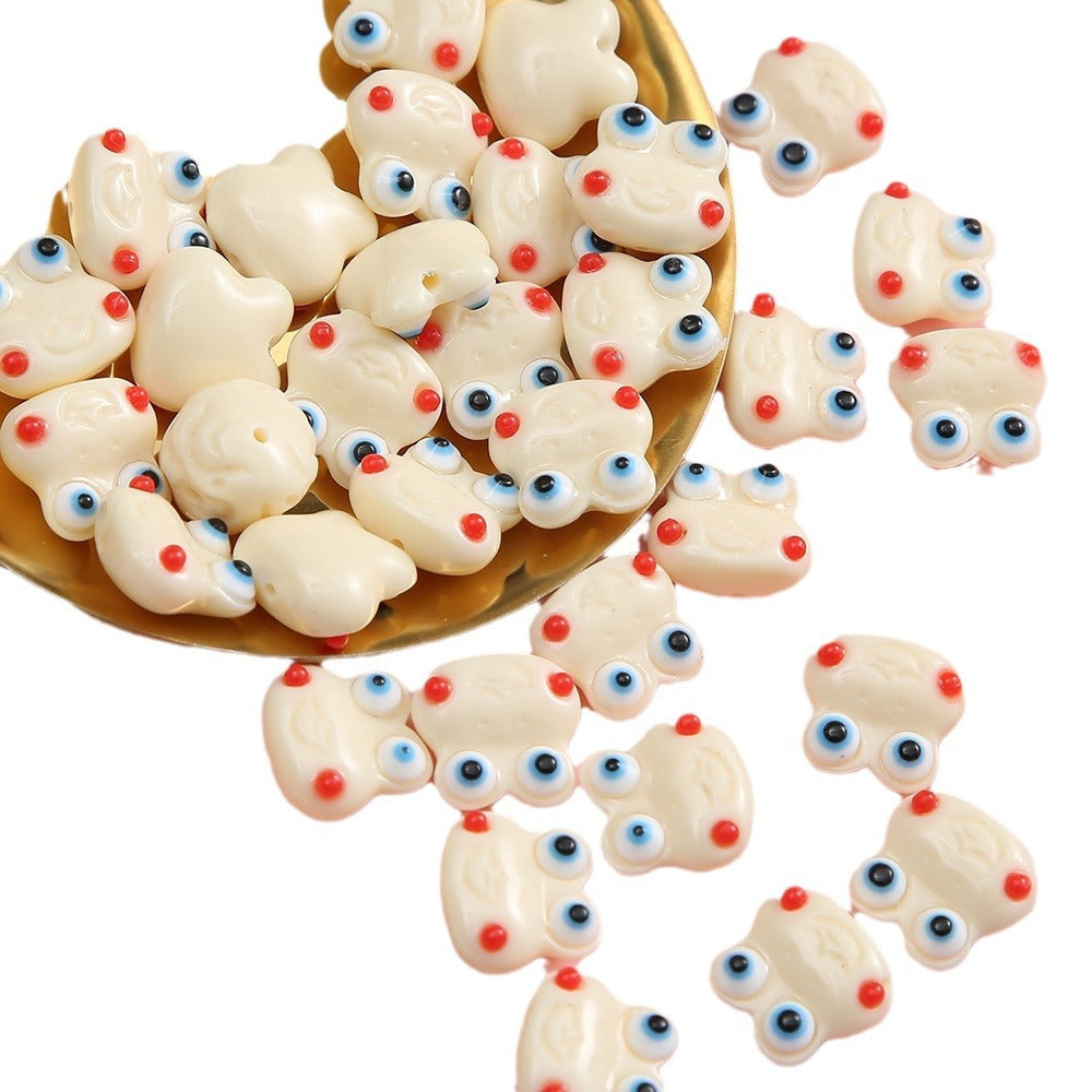 Adorable Kitten and Frog Head Resin Beads 12mm 14mm Mixed Colors 5pcs 5