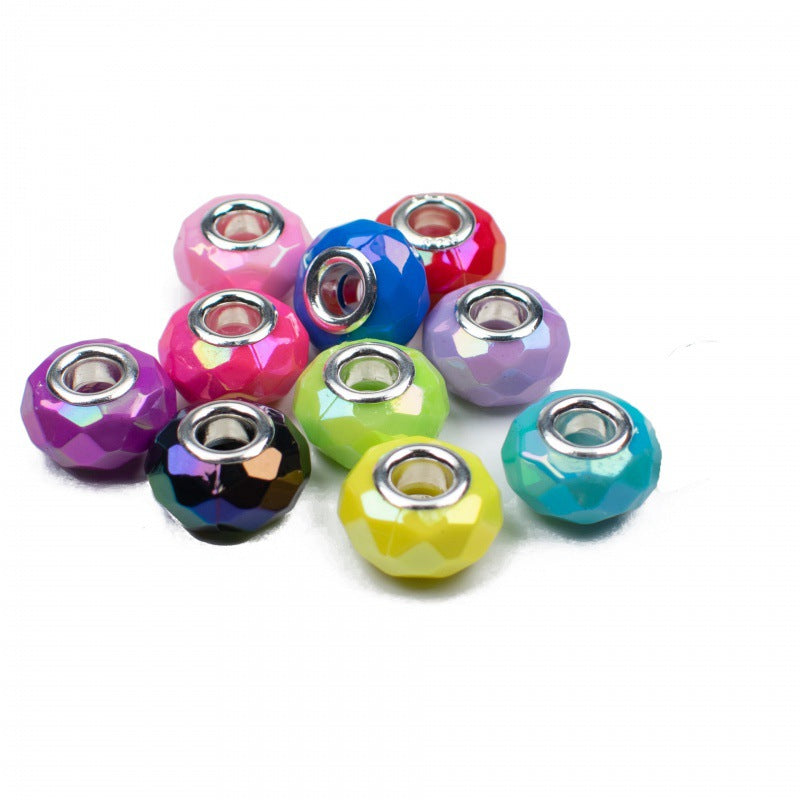 Acrylic Faceted Spacer Beads 15mm UV Plating Large Hole 20pcs 5