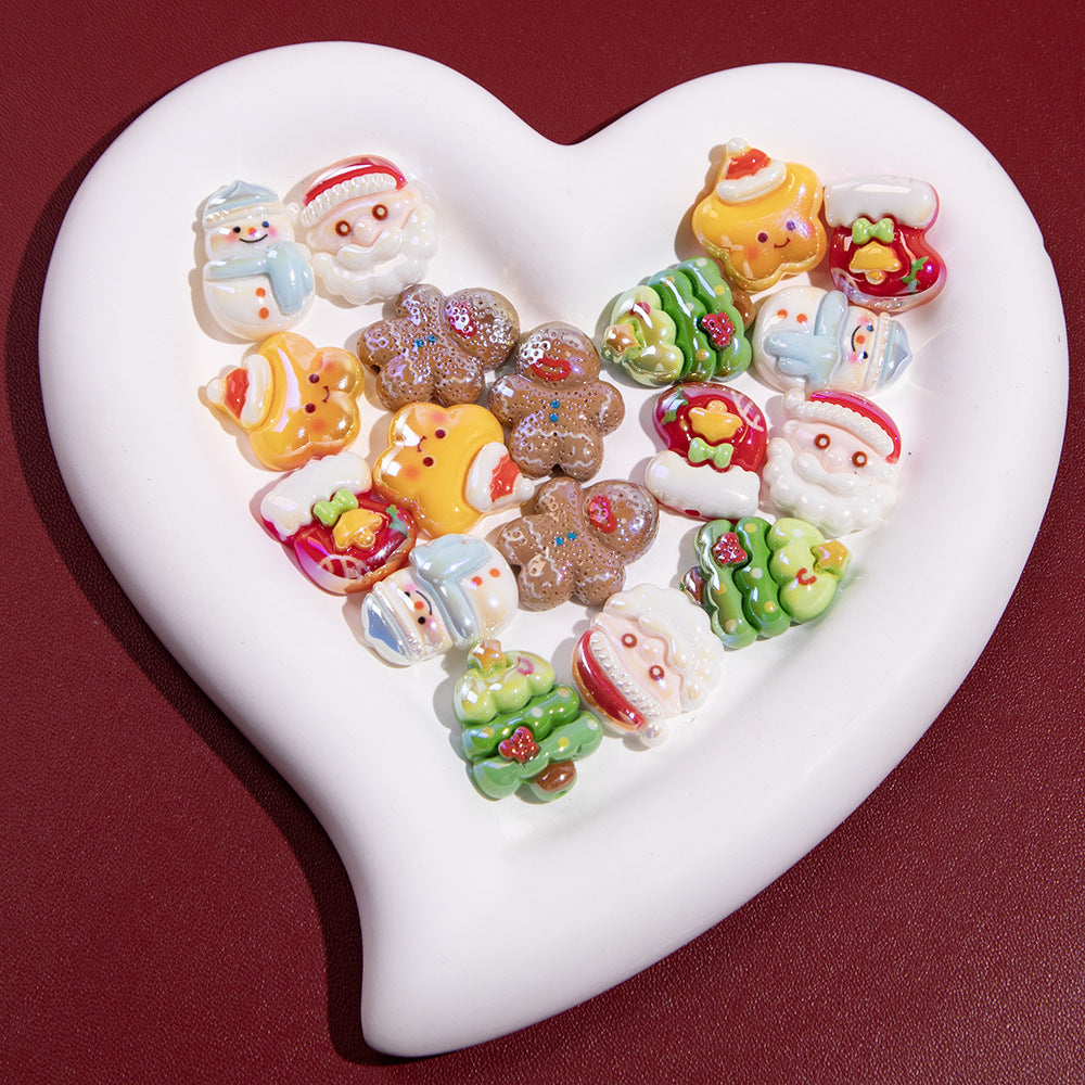 Electroplating Christmas Series Resin Beads Festive Holiday Design 20pcs 3