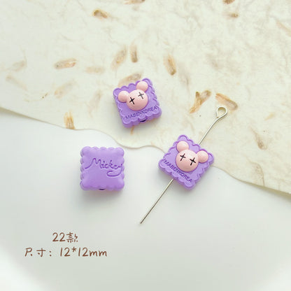 Cat Strawberry Moon Metal Beads Purple Tone Baking Painted 10pcs 24