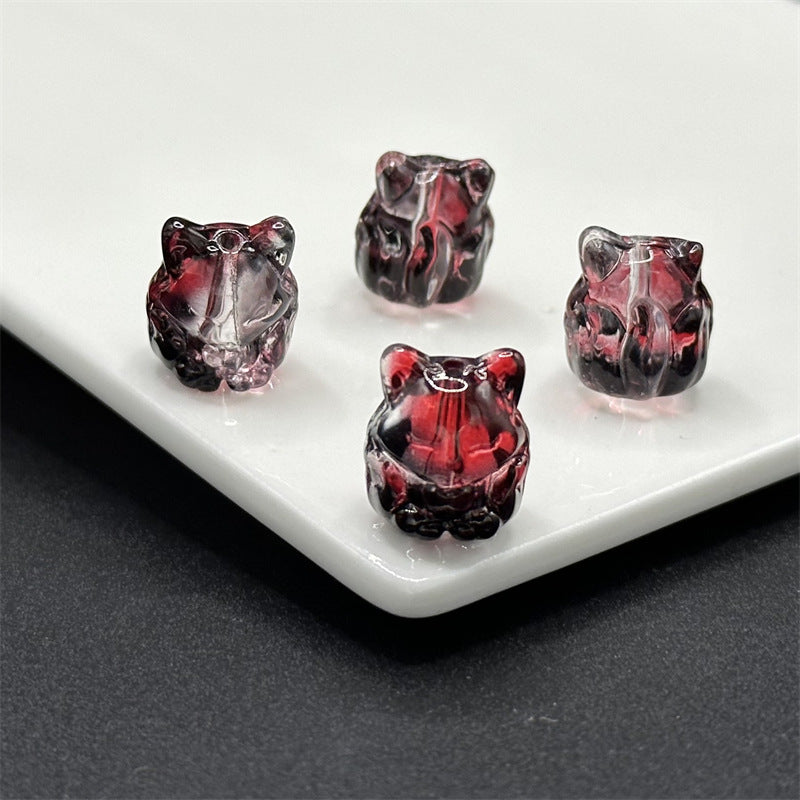 Czech Glass Beads Fox 15mm Translucent Glossy Multicolor 100pcs 11