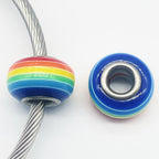 Acrylic Round Spacer Beads 14mm Rainbow Stripe Large Hole 50pcs 6