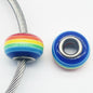 Acrylic Round Spacer Beads 14mm Rainbow Stripe Large Hole 50pcs 6
