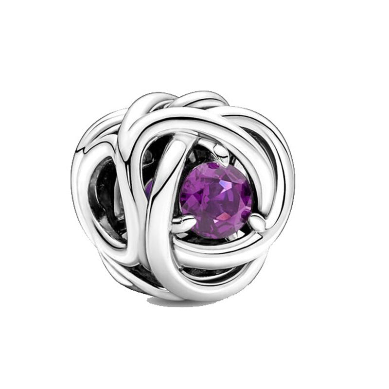 Ball Rhinestone Beads 10mm Birthstone Large Hole Silver Alloy 10pcs 3