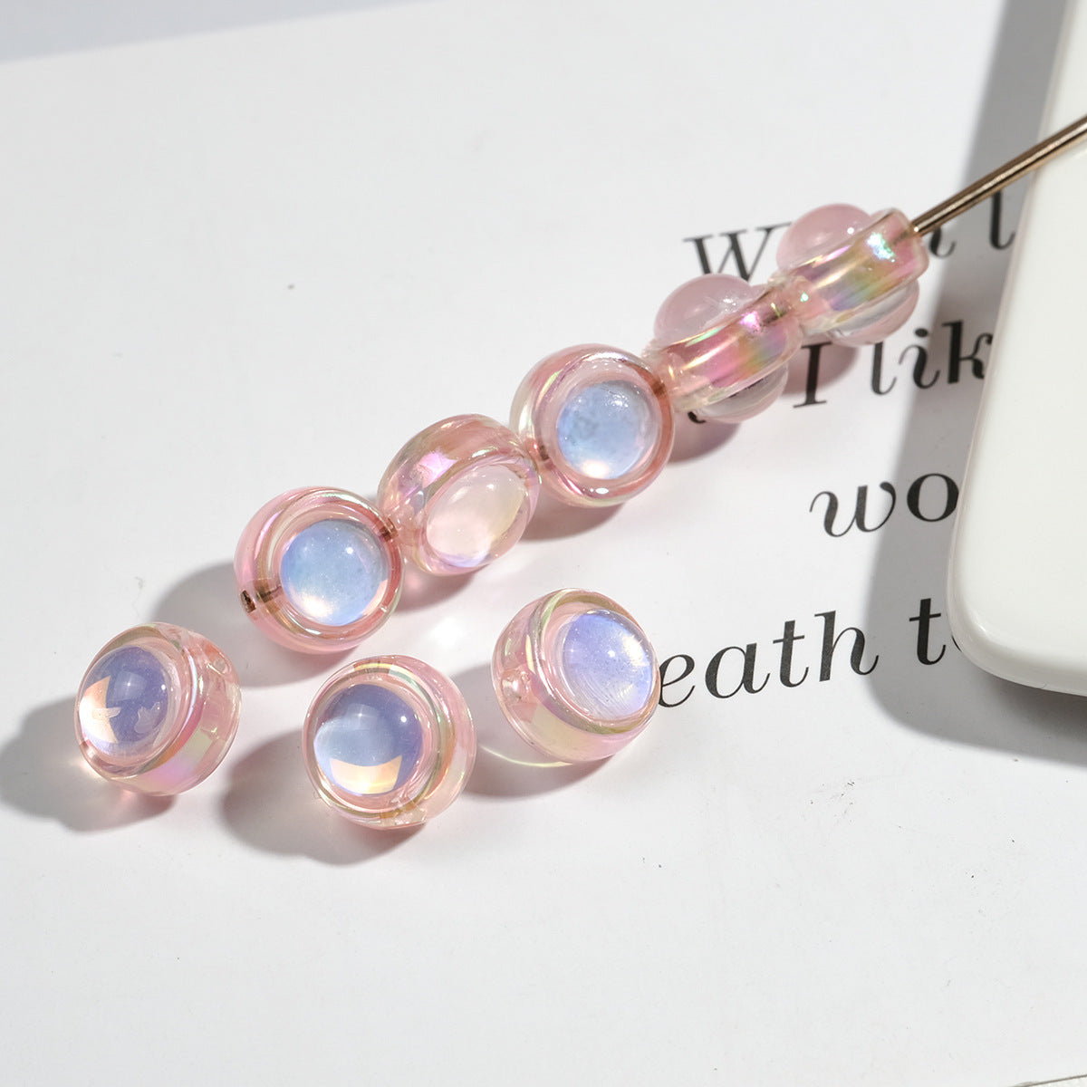 Transparent Round Acrylic Beads 11mm Double-Sided Zirconia 50pcs 6