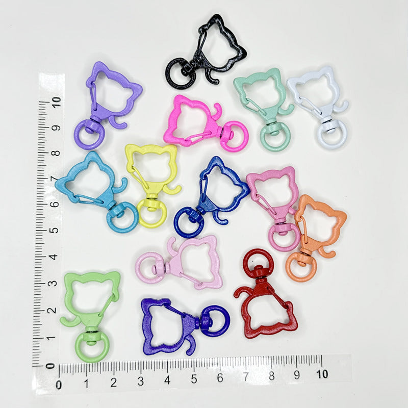 Zinc Alloy Puppy Head Keychain Clasps Spray Painted 35mm 20pcs 23