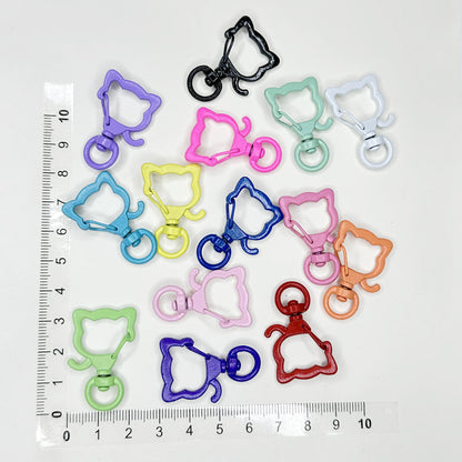 Zinc Alloy Puppy Head Keychain Clasps Spray Painted 35mm 20pcs 23