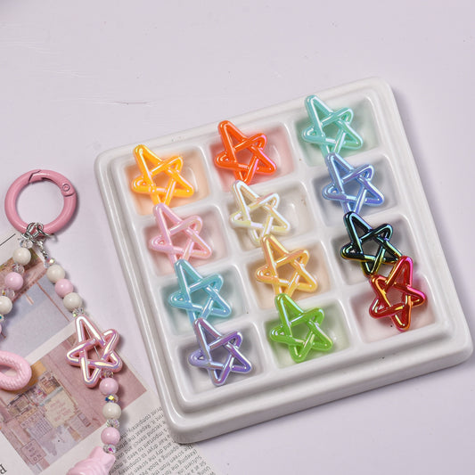 Plated Hollow Star Acrylic Beads 22mm Colorful Mixed 20pcs