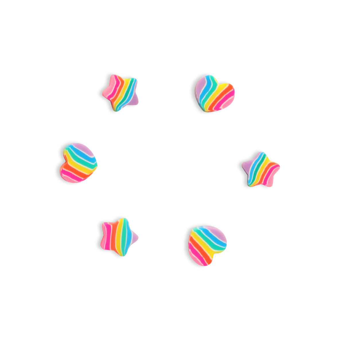 Rainbow Star and Heart Clay Beads 9mm Colorful Polymer 100pcs 5