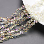 Electroplated Oblique Square Glass Beads 12mm Transparent Iridescent 20pcs 6