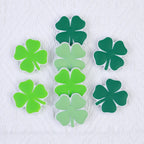 Silicone Focal Beads Four Leaf Clover Matte Green Hues 20pcs 3