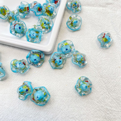 Lampwork Glass Beads Mushroom 15mm Hand Painted Colorful 10pcs 6