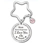 Stainless Steel Mum Round Keychain Star Ring Pink Crystal Charm