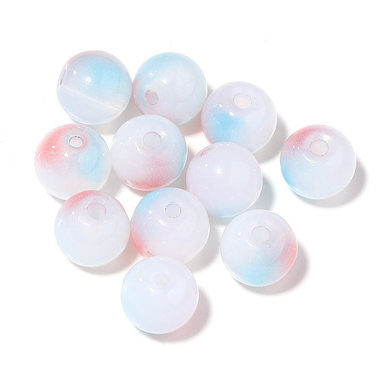 Transparent Round Glass Beads 8mm Color Plated Mixed Colors 50pcs 12