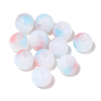 Transparent Round Glass Beads 8mm Color Plated Mixed Colors 50pcs 12