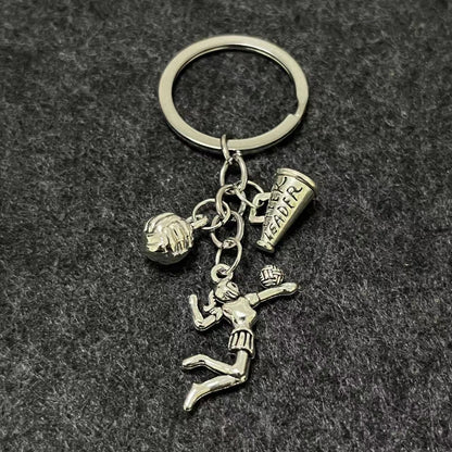 Alloy Horn Volleyball Player Keychain Metal Sports Charm 15