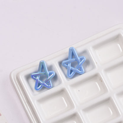 Plated Hollow Star Acrylic Beads 22mm Colorful Mixed 20pcs 9