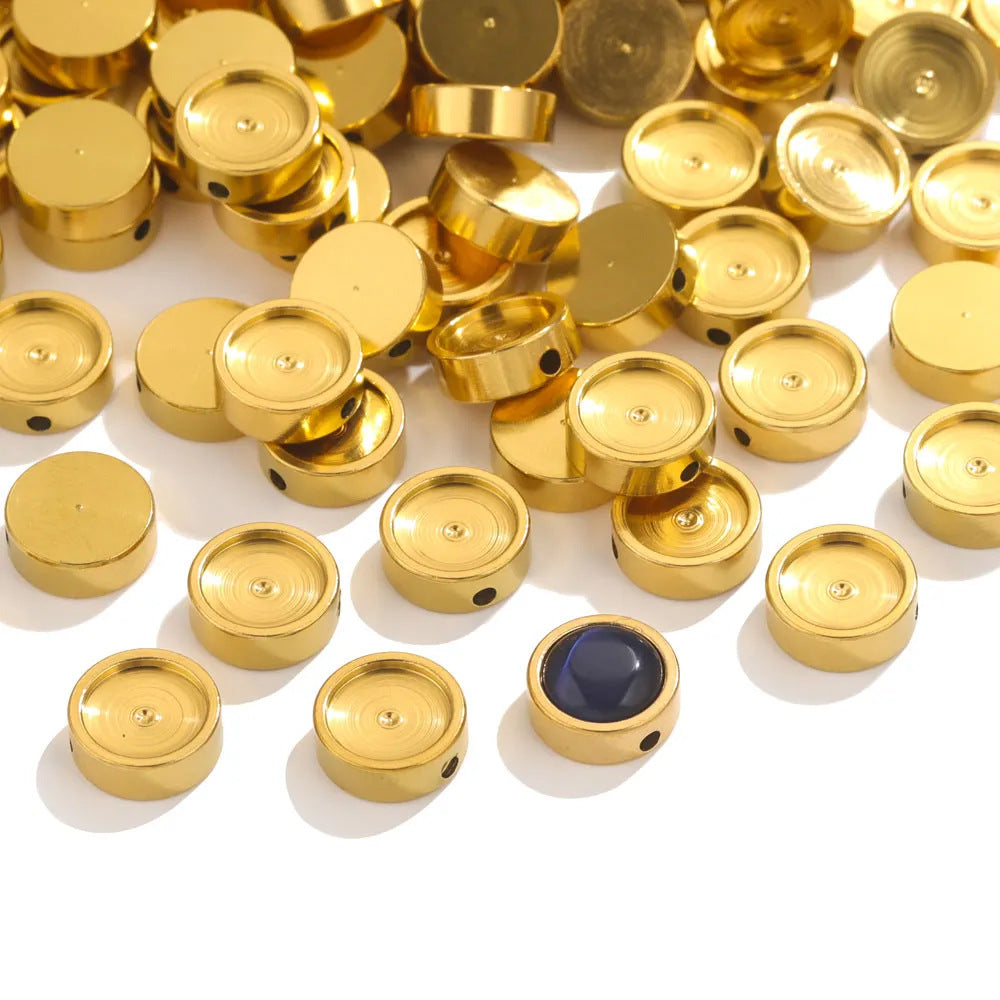 Stainless Steel Round Flat Metal Beads 6/8/10mm Concave 10pcs