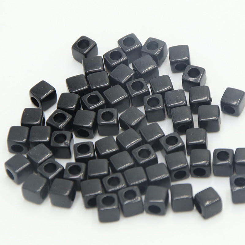Square Acrylic Beads 7mm Large Hole Chunky Mixed Colors 100pcs 3