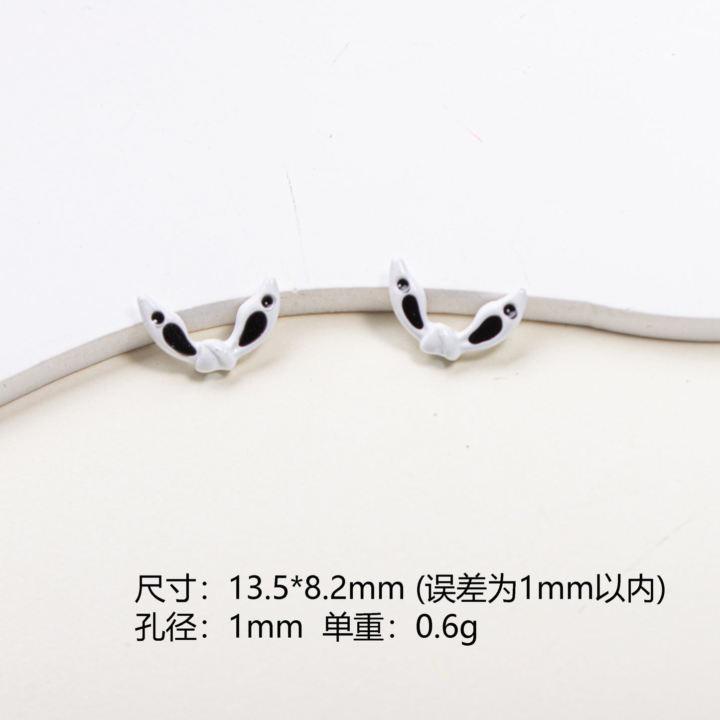 Painted Alloy Metal Beads Black and White Enamel Baking Style 10pcs 9