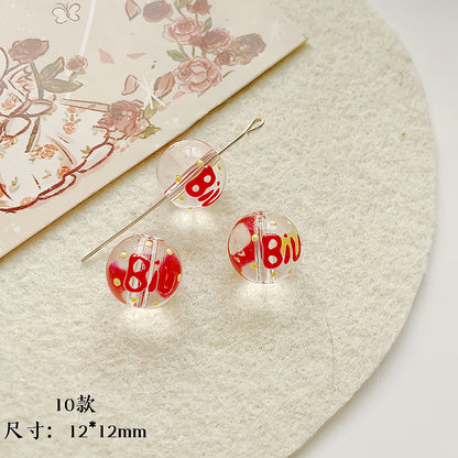Hand Painted Transparent Glass Beads 12-14mm Christmas Series 1pc 20