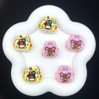 Hand Painted Backpack Acrylic Beads 28x35mm Pingu and Pechabear 4pcs