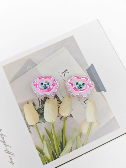 UV Plating Tiny Sheep Acrylic Flat Beads 24mm Glossy Face 50pcs 22