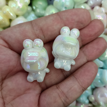 Glow Plating Cap Doll Acrylic Beads 20x30mm Pastel Colors 100pcs 7