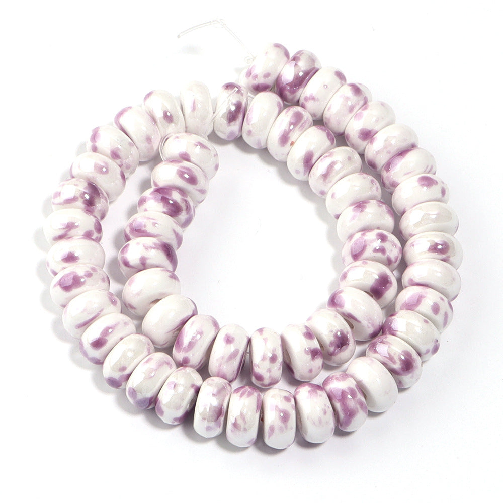 Ceramic Flat Round Spacer Beads 9mm Colored Abacus 55pcs 15
