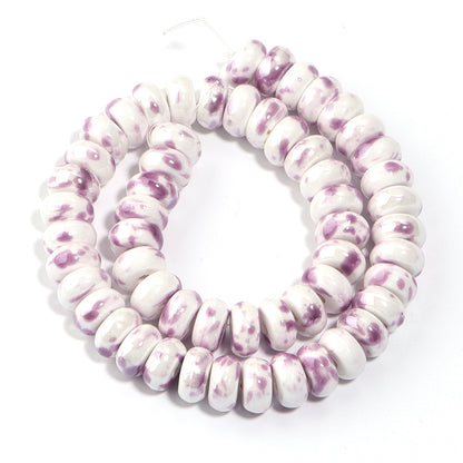 Ceramic Flat Round Spacer Beads 9mm Colored Abacus 55pcs 15