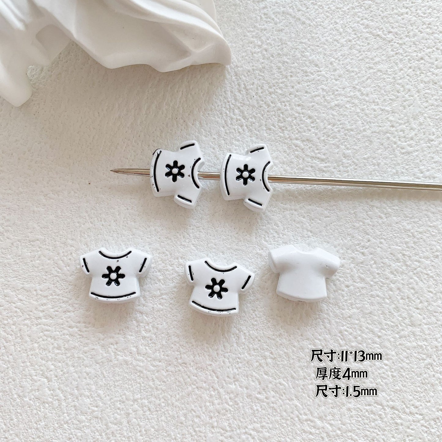 Baking Painted Black and White Metal Beads Quirky Shapes 10pcs 28