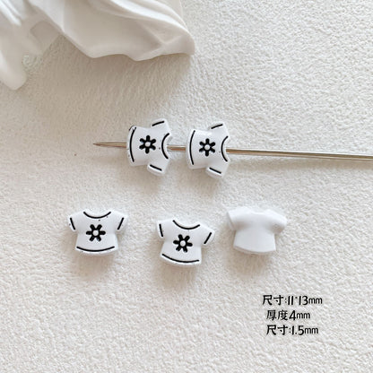 Baking Painted Black and White Metal Beads Quirky Shapes 10pcs 28