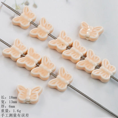 Colorful Butterfly Ceramic Beads 18mm Pastel Glazed 10pcs 10