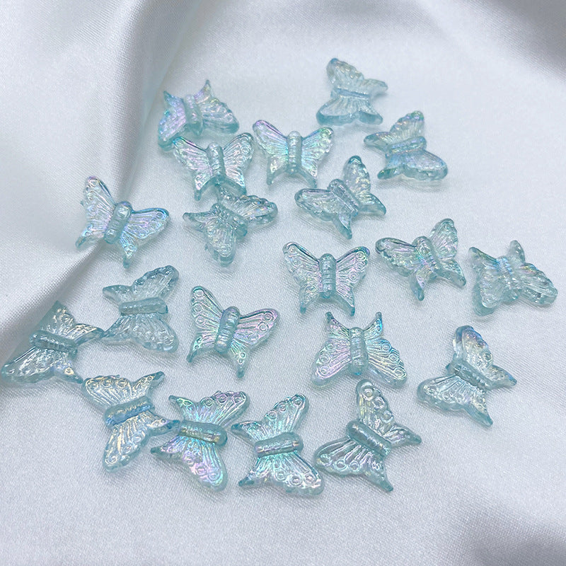 Transparent Butterfly Acrylic Beads 16mm UV Plating Summer 30pcs 11