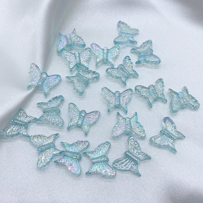 Transparent Butterfly Acrylic Beads 16mm UV Plating Summer 30pcs 11