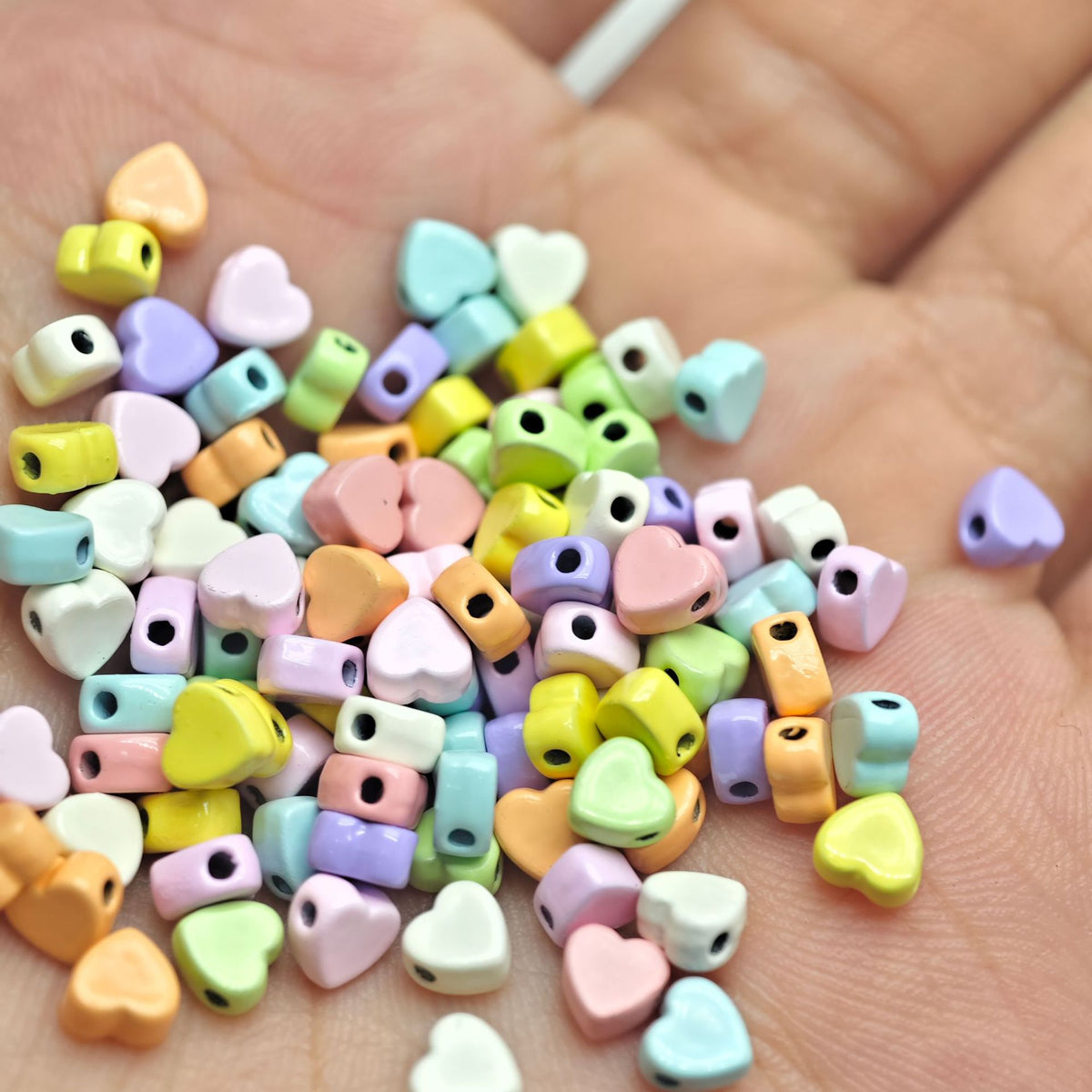 Heart Metal Beads 5mm Baking Painted Colorful Flat 50pcs 3