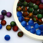 Matte Coloring Striped Resin Beads 10mm Round Mixed Colors 100pcs 6