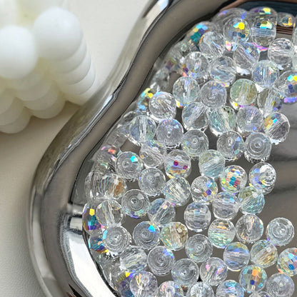 Vintage Faceted Round Glass Beads 8mm Iridescent 50pcs 9
