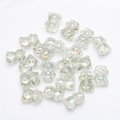 Electroplated Bear Glass Beads 12mm 14mm Mixed Metallic Colors 20pcs 20