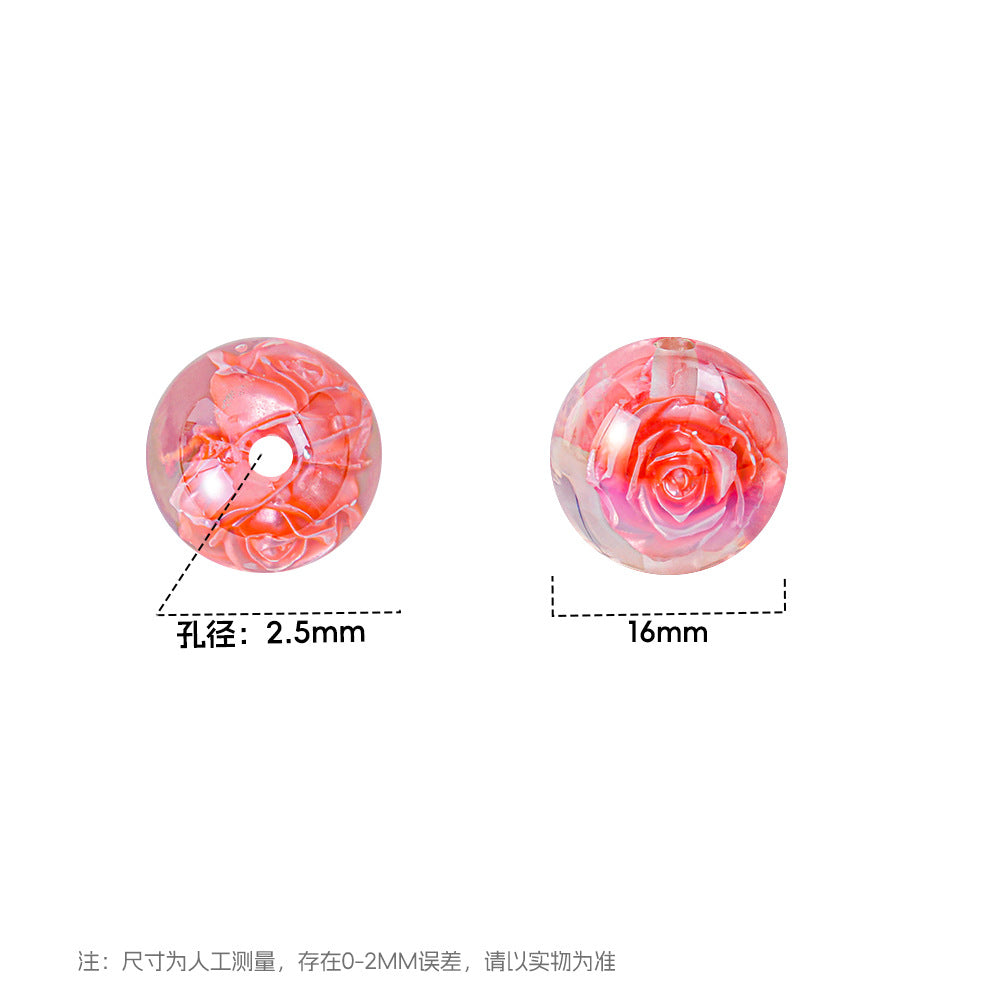 Twilight Rose Resin Beads 16mm Round Mixed Colors 20pcs 3