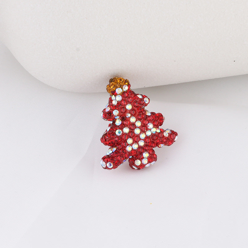Polymer Clay Christmas Tree Rhinestone Beads 27mm Pre-Lit 2pcs 11