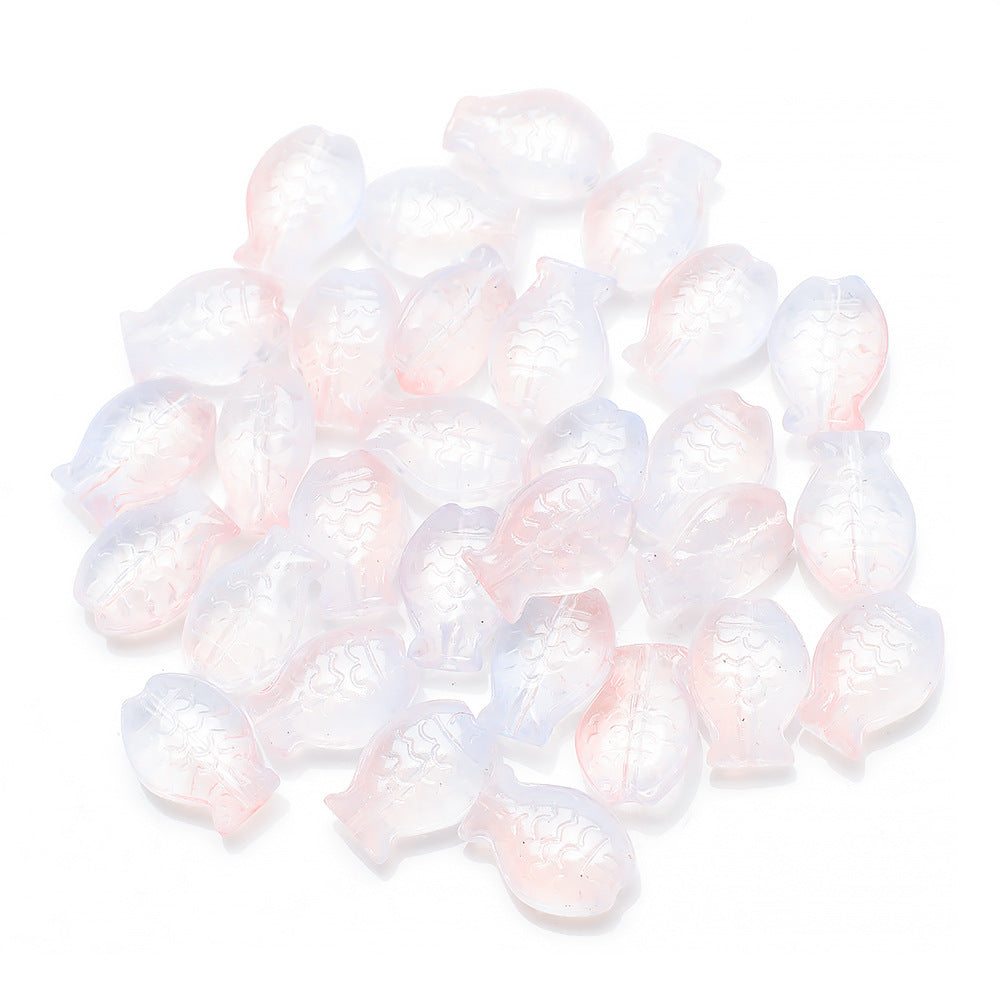 Electroplated Small Fish Glass Beads 10x14mm Translucent 30pcs 28