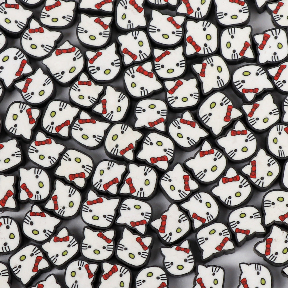 Kitty Cat Clay Beads 10mm Polymer Cartoon Character 100pcs 5
