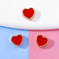 Heart Metal Beads 8mm Double-Sided Enamel Gold Tone 50pcs 6