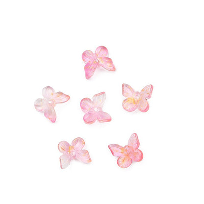 Czech Glass Butterfly Beads 11mm Translucent Pastel Gold Foil 10pcs 9