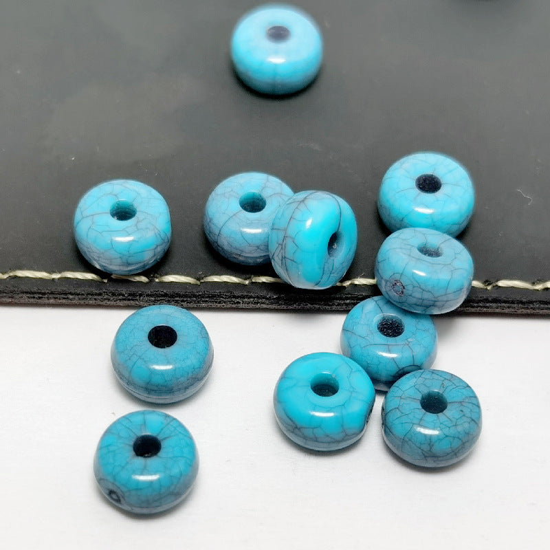 Acrylic Round Spacer Beads 6mm Imitation Turquoise Crackle 100pcs 3