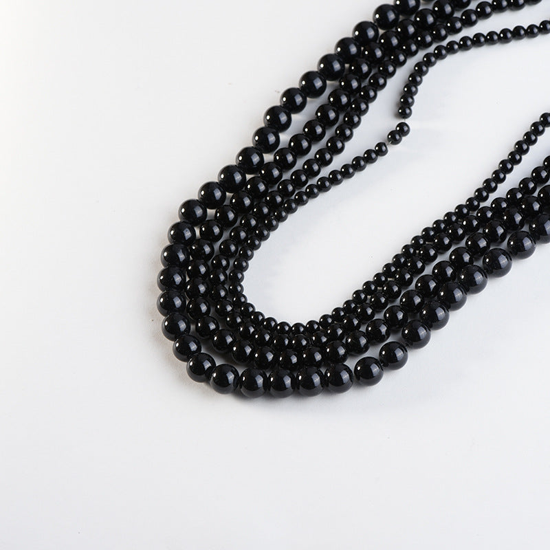 Pearl Round Glass Beads 3-12mm Black Imitation Glossy